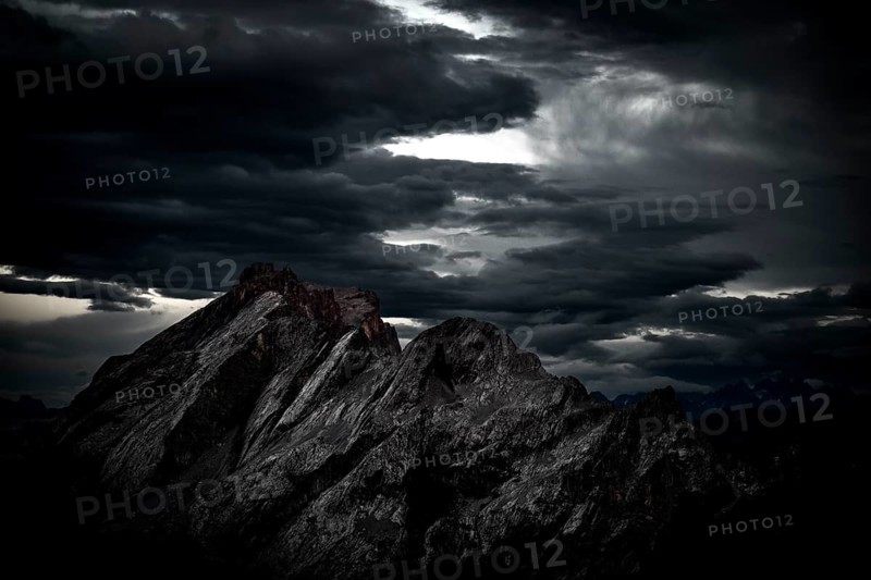Montafon mountains with dramatic cloudy sky, Tschagguns, Rätikon, Montafon, Vorarlberg, Austria, Europe