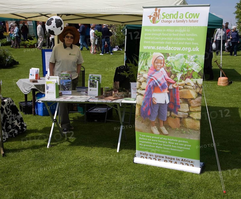 Send a Cow charity stall at garden open day, Helmingham Hall, Suffolk, England, United Kingdom, Europe