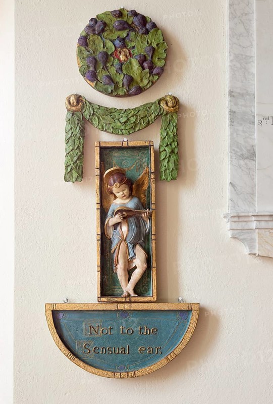 Painted plaster angels in village parish church of Saint Michael, Wilsford cum Lake, Wiltshire, England, UK