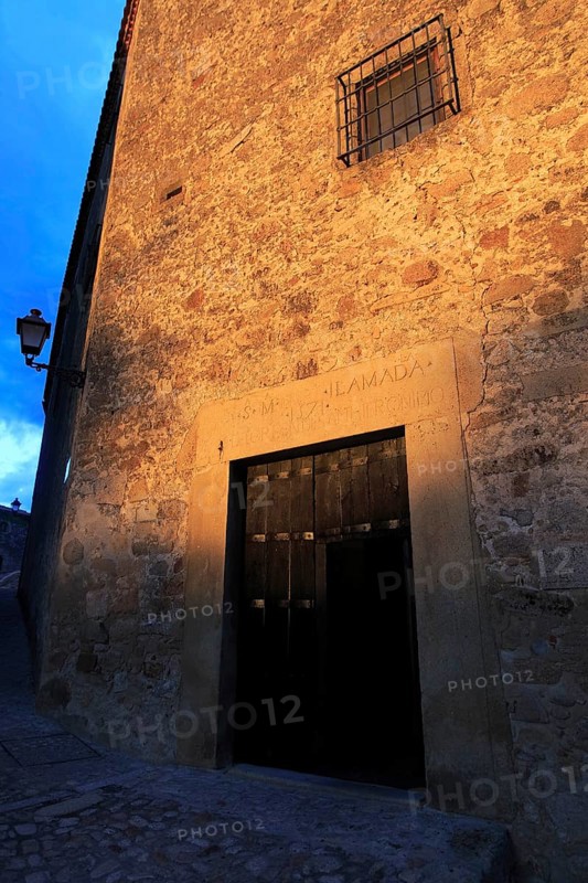Late evening sunshine on historic monastery building medieval town of Trujillo, Caceres province, Extremadura, Spain, Europe