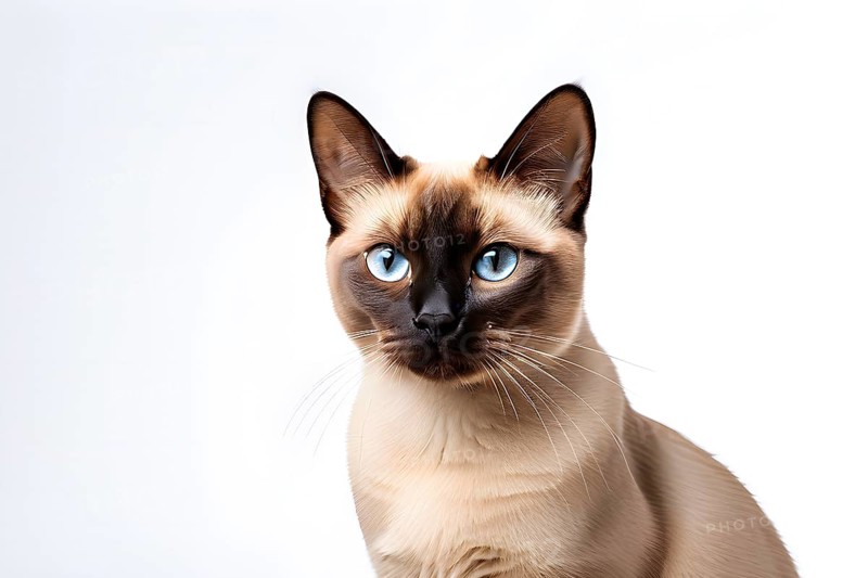 Tonkinese cat portrait, isolated on white background, ai generated, AI generated