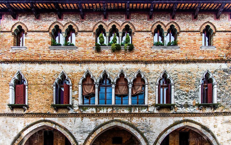 Palaces on the old town streets, medieval old town, Portogruaro, Veneto, Friuli, Italy, Portogruaro, Veneto, Italy, Europe