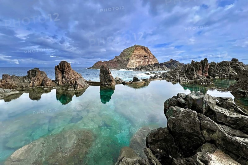 Porto Moniz, northwest of Madeira Island, natural volcanic basin, hiking holidays, panoramic views, hiking trails, hikers, Madeira, Portugal, Europe