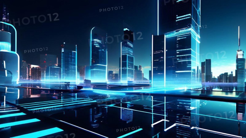 AI generated virtual reality tour highlighting a state of the art futuristic cityscape with interactive holograms