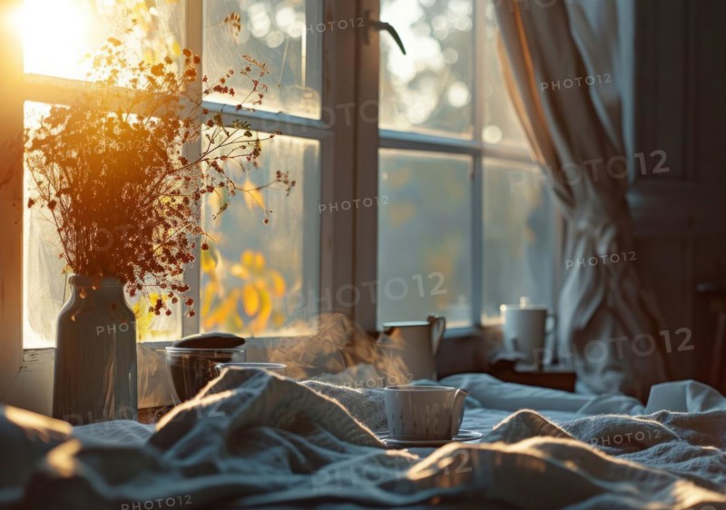 Morning coffee and tea, a concept of good start of the day with healthy drink, AI generated