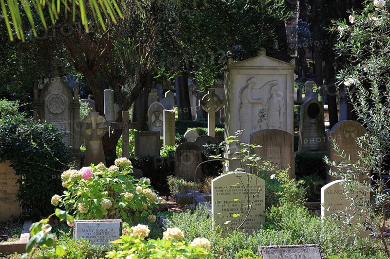 The Protestant Cemetery, Cimitero acattolico, also known as Cimitero degli Inglesi or Cimitero dei protestanti, famous cemetery in the Testaccio district, Rome, Italy, Europe