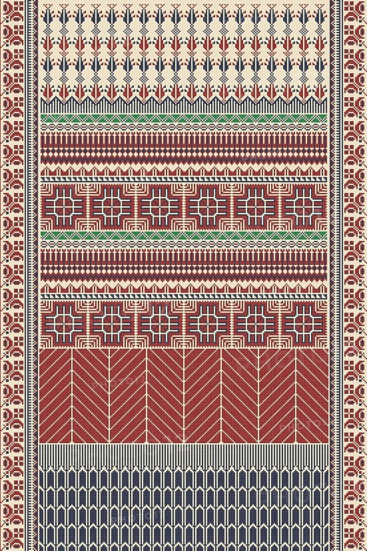Traditional Palestinian Tatreez, seamless pattern vector template