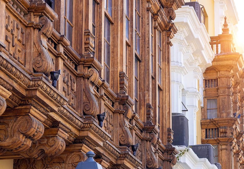 Lima, Peru, colonial streets around Central plaza Mayor or Plaza de Armas in historic city center, South America