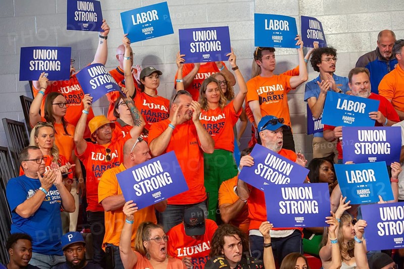 Detroit, Michigan, USA, 2 September 2024, Union members attended a Kamala Harris campaign rally on Labor Day, North America