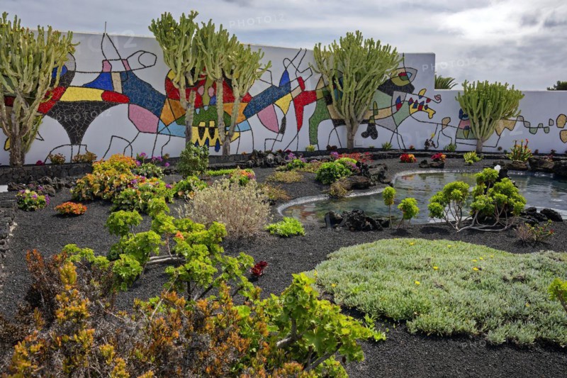 Mural in the garden, Fundación César Manrique, César Manrique Foundation, Tahíche, Lanzarote, Canary Islands, Canary Islands, Spain, Europe