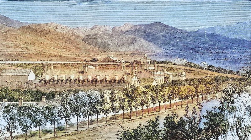 Residence of Brigham Young Salt Lake City, Utah, in the 1870s. From American Pictures Drawn With Pen And Pencil by Rev Samuel Manning c. 1880, United States, America, Historic, digitally restored reproduction from a 19th century original, Record date not stated, North America