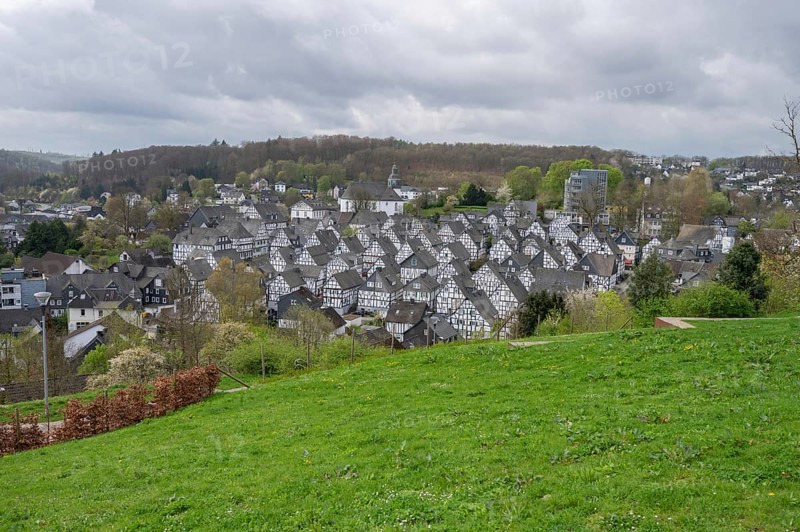 Panoramic view of the historic old town, Alter Flecken, 17th century, Freudenberg, North Rhine-Westphalia, Germany, Europe