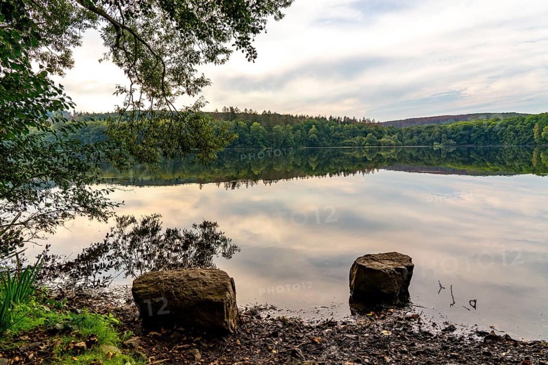 The Möhnesee, reservoir in the northern Sauerland, branch of the Hevesee, Kleine Schmalenau bay, North Rhine-Westphalia, Germany, Europe