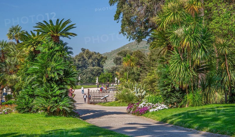 English garden in the mountain park of the Royal Palace Palazzo Reale, Italian Versailles, Caserta, Campania, Italy, Europe
