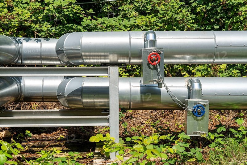 District heating Pipelines from the district heating power plant to the households with district heating Heating, hot water preparation, Bochum, North Rhine-Westphalia, Germany, Europe