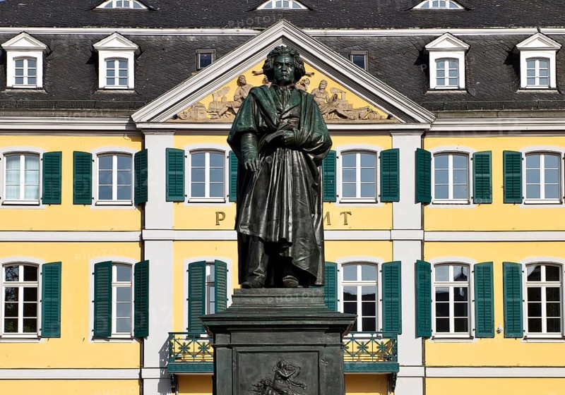 The Beethoven Monument commemorates the famous composer Ludwig van Beethoven on Münsterplatz, Bonn, North Rhine-Westphalia, Germany, Europe