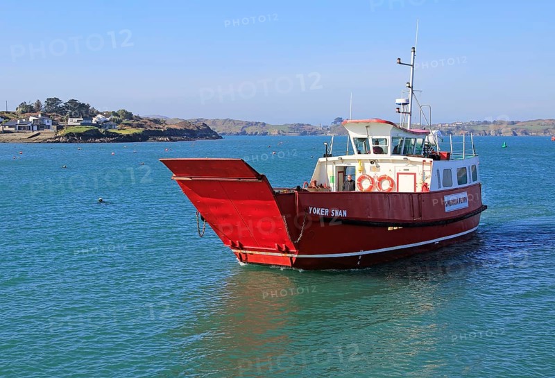 Ferry boat leaving harbour for Sherkin Island, Baltimore, County Cork, Ireland, Irish Republic view to Sherkin Island, Europe