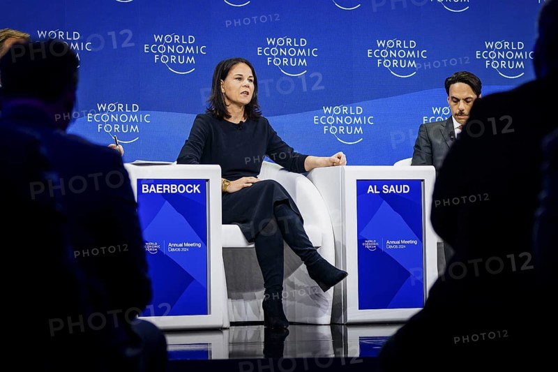 Annalena Bärbock (Alliance 90/The Greens), Federal Foreign Minister, photographed during a panel discussion on Securing an Insecure World at the World Economic Forum in Davos, 16 January 2024. Photographed on behalf of the Federal Foreign Office