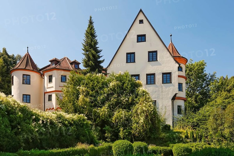 Neufra Castle, park, the historic hanging garden of Neufra, Renaissance garden built by Count Georg von Helfenstein, Neufra on the Danube, Riedlingen, Biberach district, Baden-Württemberg, Germany, Europe