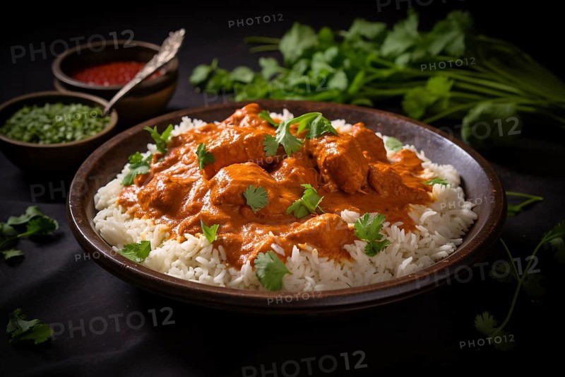 Indian butter chicken. KI generiert, generiert, AI generated
