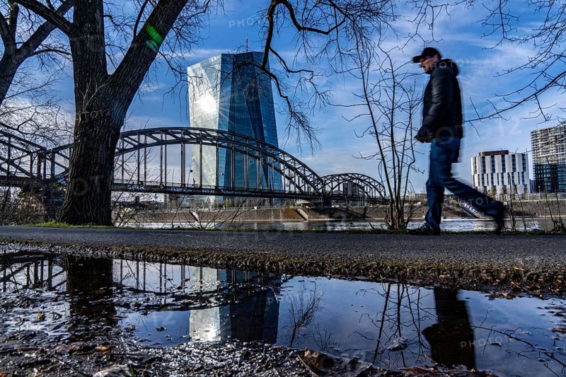 Building of the European Central Bank, ECB, Uferweg am Main in Frankfurt, Hesse, Germany, Europe