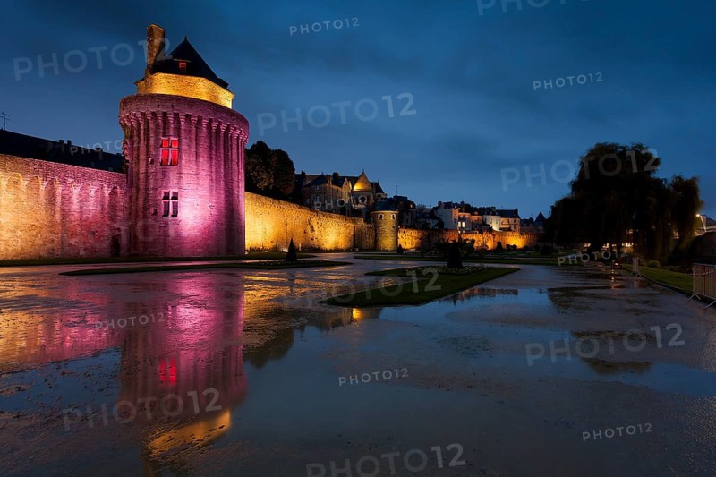 City wall and Jardin des remparts gardens, Vannes, Brittany, France, Europe