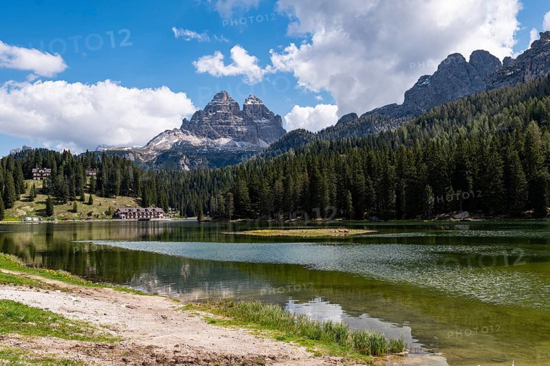 Lake Misurina view, one of the most beautiful lakes of Dolomites