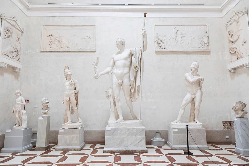 Possagno, Italy, June 2022: Antonio Canova Museum interior, ancient art exhibition, indoor, Europe