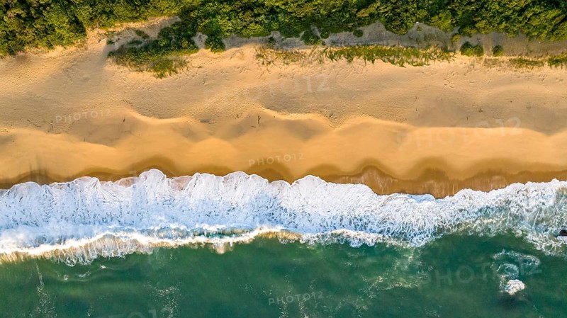 Balneario Camboriu in Santa Catarina. Taquaras Beach and Laranjeiras Beach in Balneario Camboriu. Aerial view in landscape. Brazil