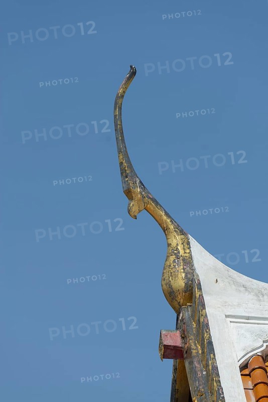 Chofah on the pediment, roof decoration on the Uposatha Hall, Ubosot, Wat Benchamabophit, marble temple, Bangkok, Thailand, Asia
