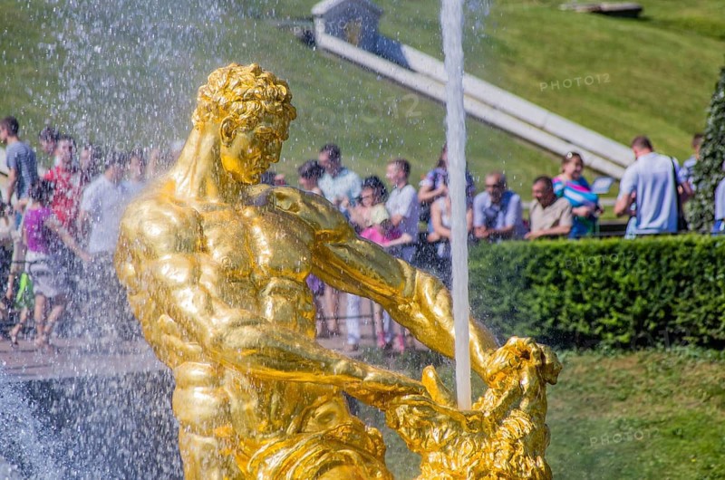 Closeup Samson Fountain in Peterhof, Saint-Petersburg, Russia, Europe