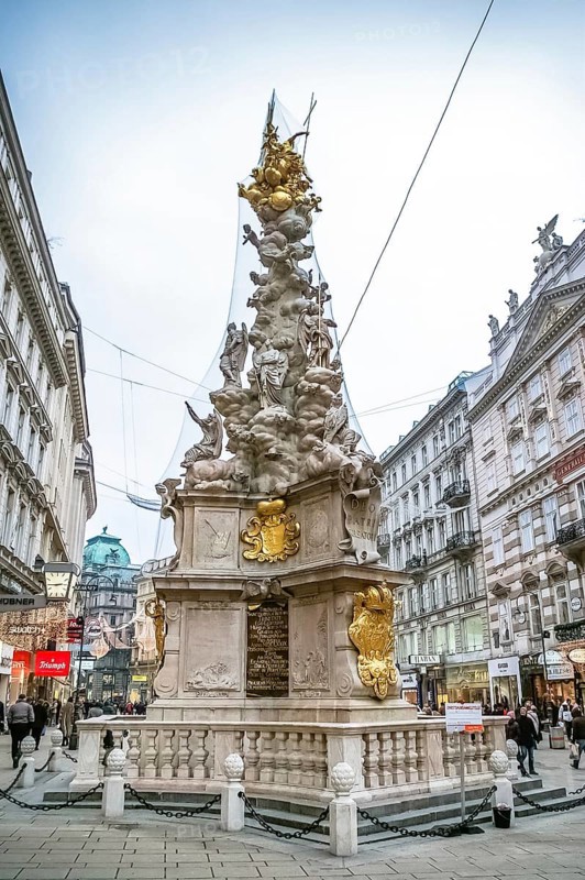 VIENNA, AUSTRIA, JANUARY 04: Plague Column on January 04, 2008 in Vienna, Austria. The column, called the Pestsaule, was inaugurated in 1693 after the end of last big plague epidemics