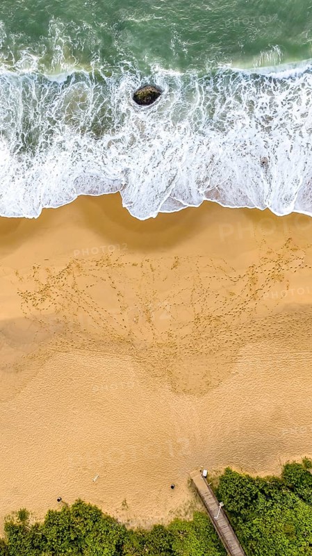 Balneario Camboriu in Santa Catarina. Taquaras Beach and Laranjeiras Beach in Balneario Camboriu. Aerial view in landscape. Brazil