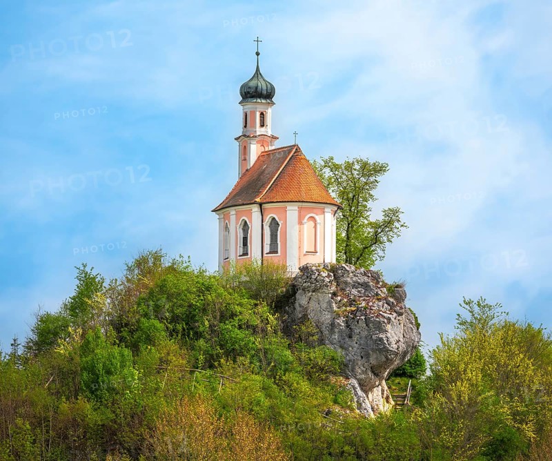 The Wörnitzstein chapel on the top of a hill (Bavaria, Germany)
