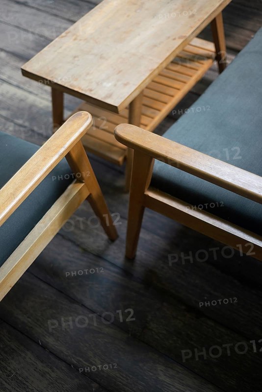 Interior design detail of retro cool wood furniture