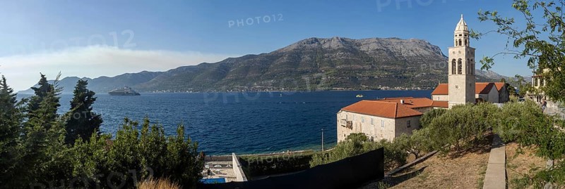 Church and monastery of Sveti Nikola, panoramic viewKorcula, Dalmatia, Croatia, Europe