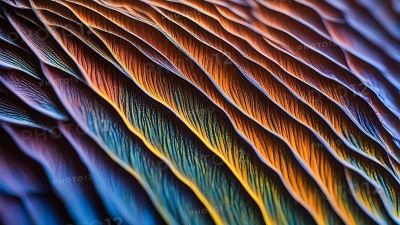 Vibrant butterfly wing with iridescent scales and network of veins, AI generated