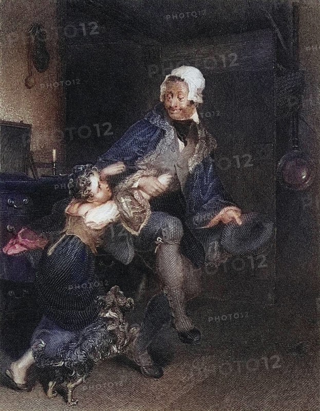 The bachelor uncle, engraved by E. Finden after a painting by D. Wilkie RA, Historical, digitally restored reproduction from a 19th century original, Record date not stated