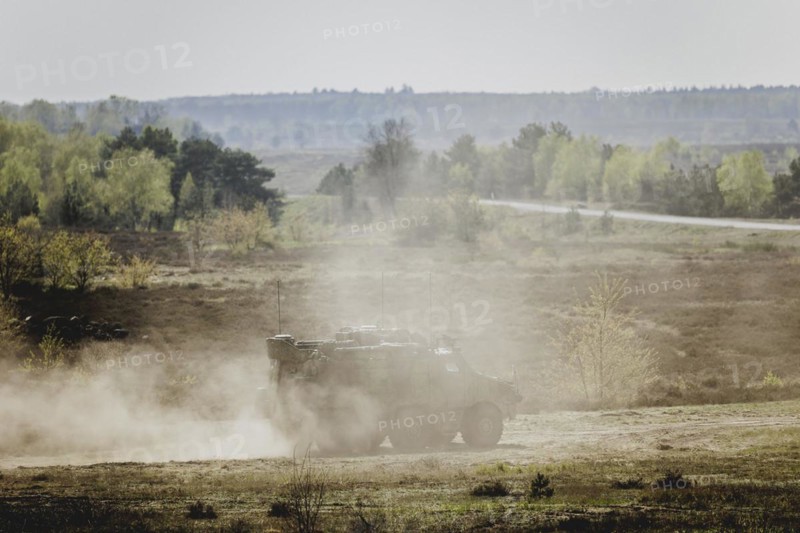 Nexter Titus (Tactical Infantry Transport and Utility System), photographed as part of a Bundeswehr exercise with forces from Norway and the Czech Republic during the 'Wettiner Schwert' exercise as part of Quadriga 2024 in the training town of Schnöggersburg, 8 April 2024