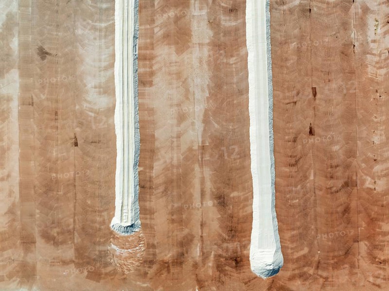 Detail at the Bonanza salt works near Sanlúcar de Barrameda. Aerial view. Drone shot. Cádiz province, Andalusia, Spain, Europe