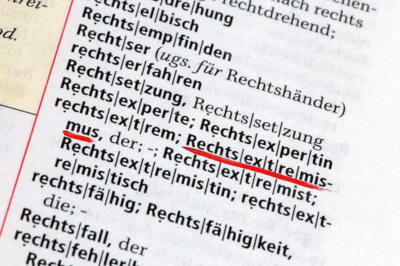 Symbolic image of right-wing extremism, excerpt from the dictionary