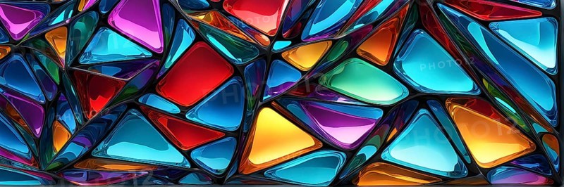 3d rendering of vibrant colored abstract changing glass design in an ornament structure, AI generated