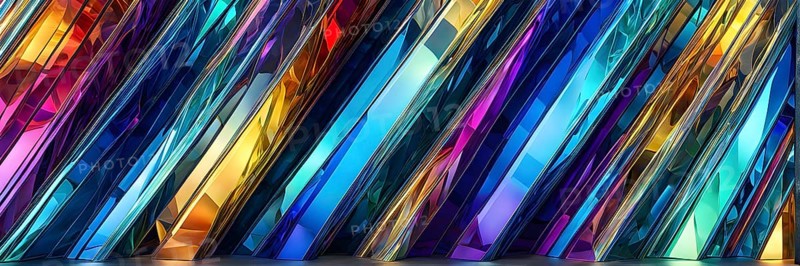 3d rendering of vibrant colored abstract changing glass design in an ornament structure, AI generated