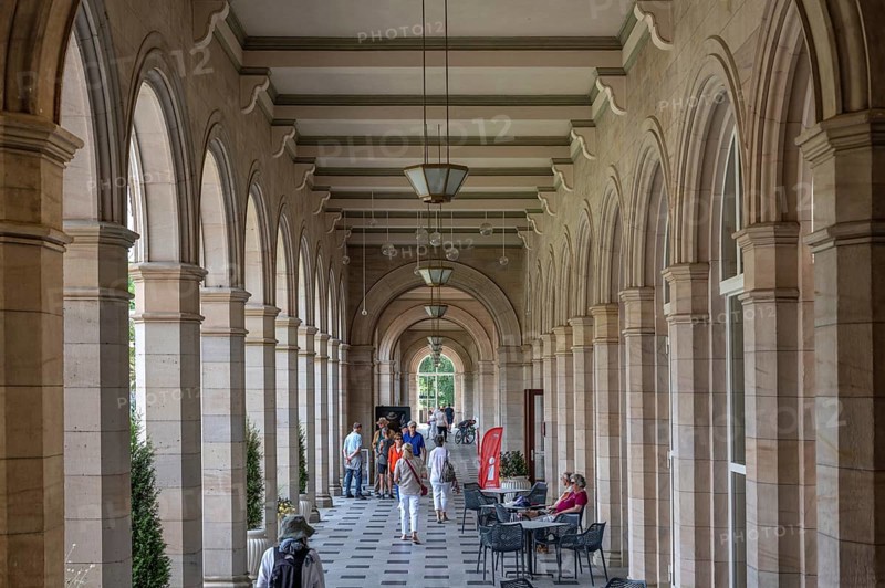 Kissingen Spa, Walkway in the Kursaal building, built 1834-38, Bad Kissingen, Lower Franconia, Bavaria, Germany, Europe