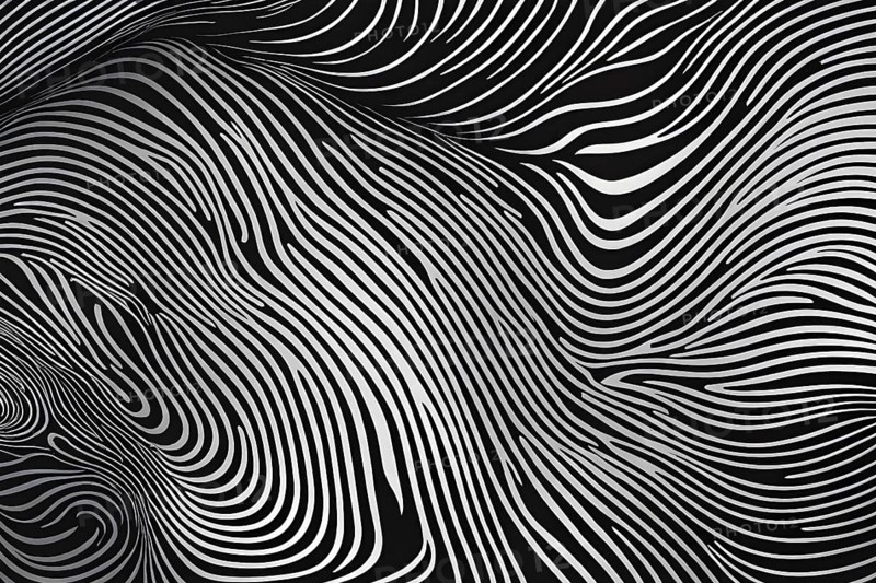 Fingerprint background dominated by swirl patterns in black and white, AI generated