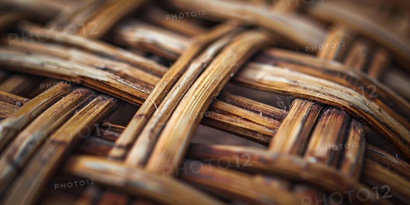 Close up of natural wicker basket netting. KI generiert, generiert, AI generated