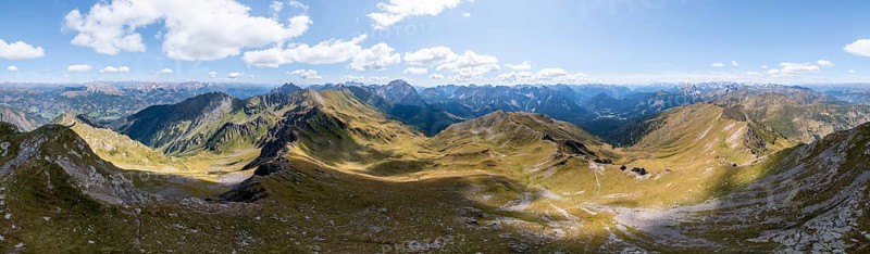Alpine panorama, aerial view, Carnic main ridge, Carnic High Trail, Carnic Alps, Carinthia, Austria, Europe