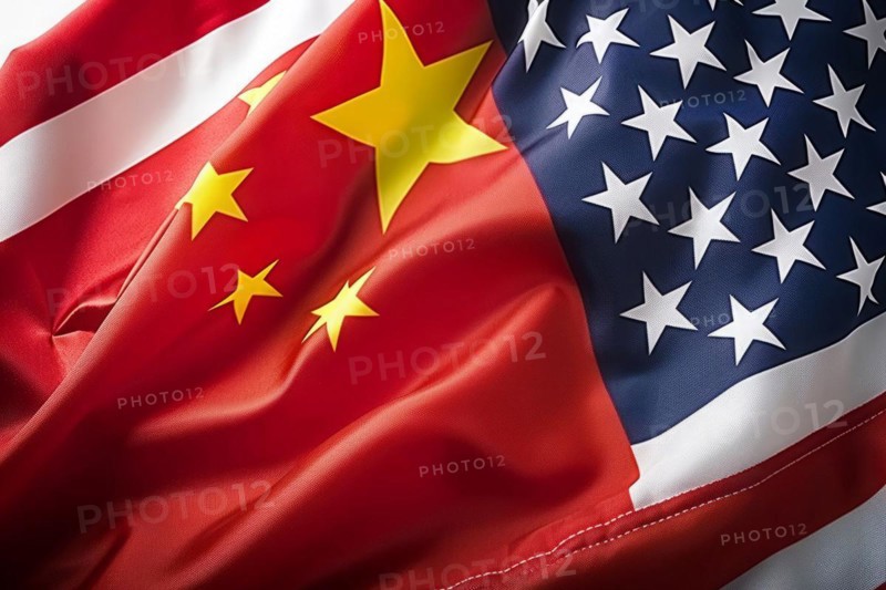 Concept of USA and China competition and economic trade war. Travel and partnership concept, AI generated