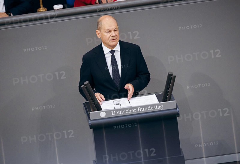 Federal Chancellor Olaf Scholz, (SPD), recorded during a government statement in the German Bundestag in Berlin, 06/06/2024
