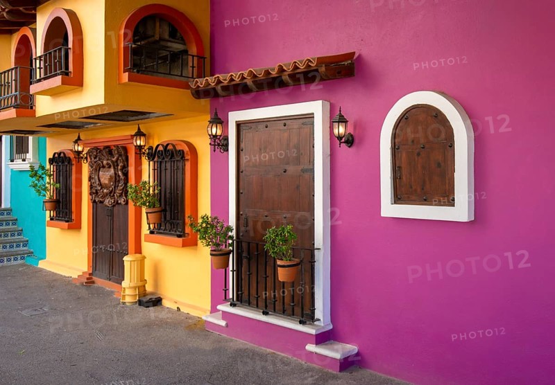 Restaurants and cafes with ocean views on Playa De Los Muertos beach and pier close to famous Puerto Vallarta Malecon, the city largest public beach